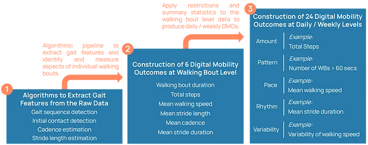 Author illustration of the building blocks of the Mobilise-D DMOs